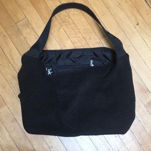 Large black knit style shoulder bag